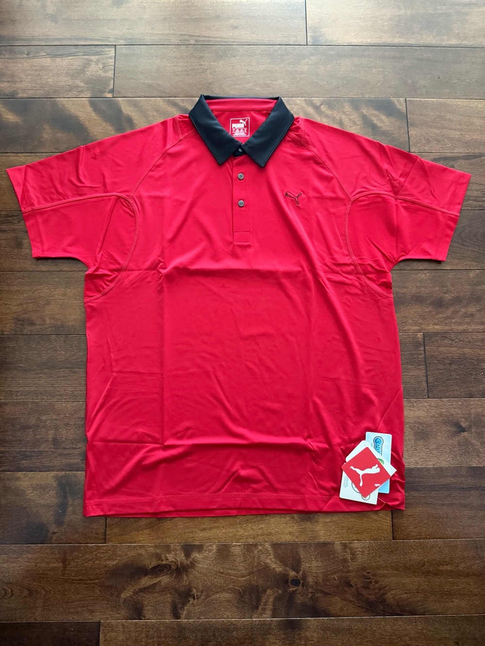Puma Red Polo Shirt with Black Contrast Collar